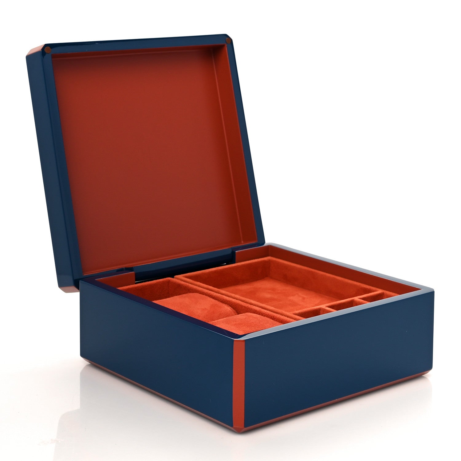 Hermes Lacquered Wood Facettes Watch Box Bleu Biarritz 5 of 8