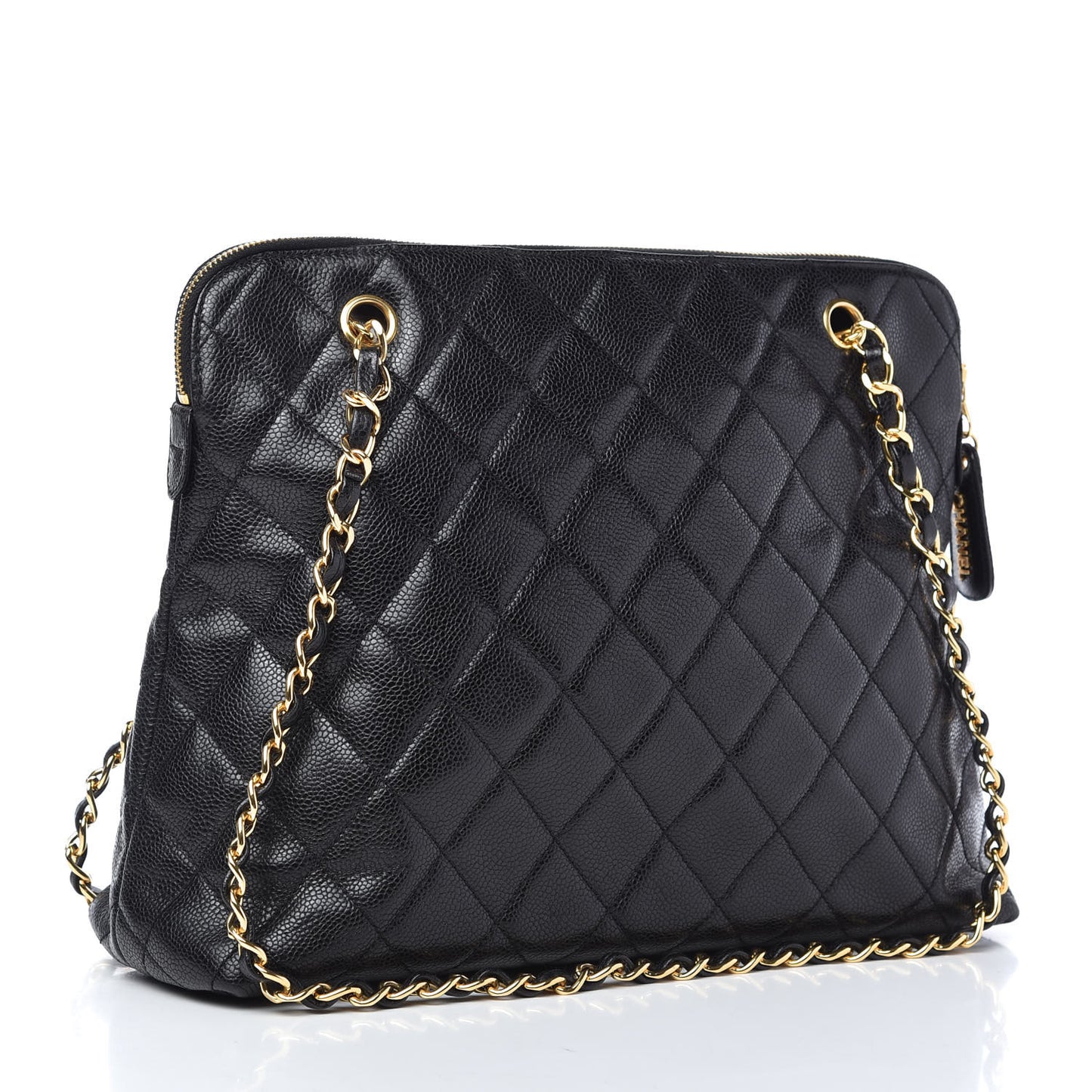 Caviar Quilted Flap Shoulder Bag Black