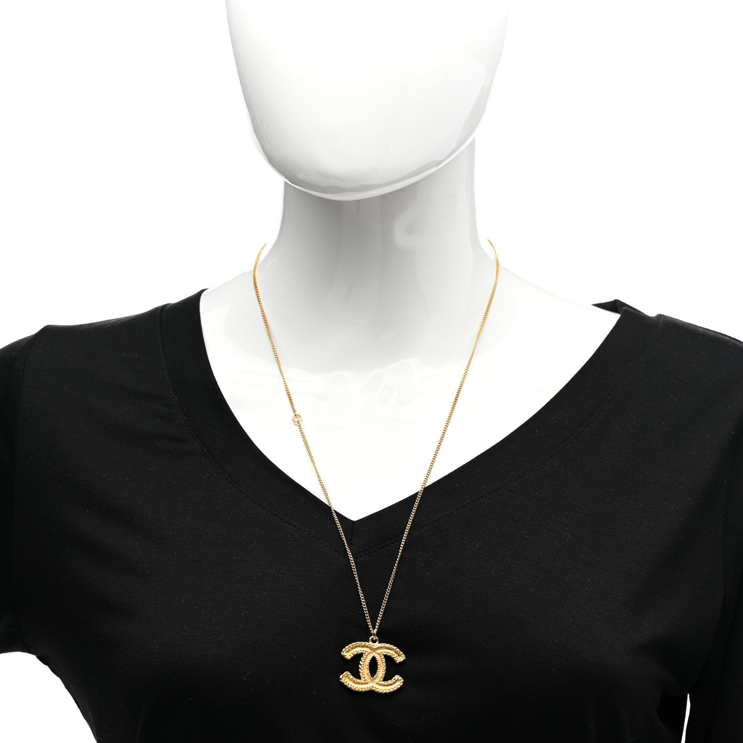 Chanel Metal CC Necklace Matte Gold 2 of 5