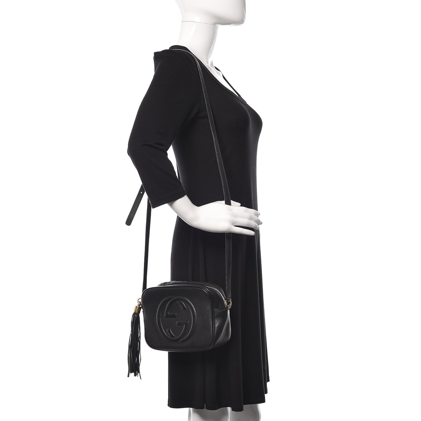 Pebbled Calfskin Small Soho Disco Bag Black