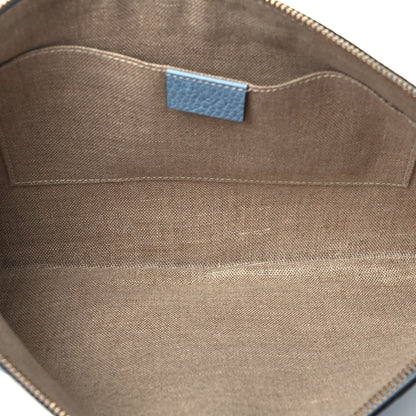 Gucci Pebbled Calfskin Large Bamboo Clutch Mineral Blue 4 of 4