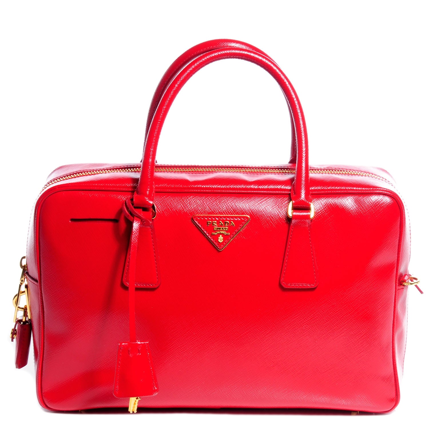 Prada Saffiano Vernice Lux Bauletto Rosso 1 of 9