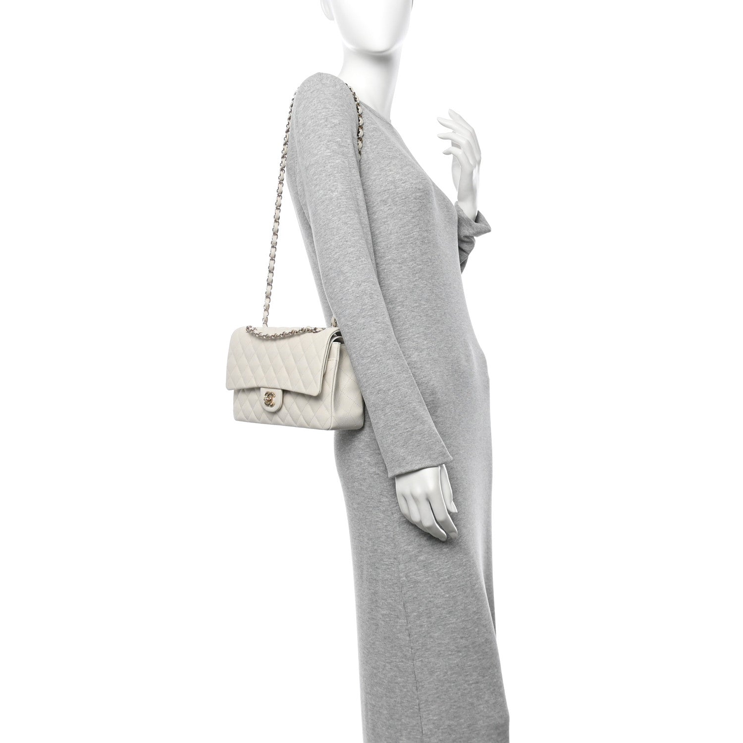 Chanel Caviar Quilted Medium Double Flap White 2 of 10