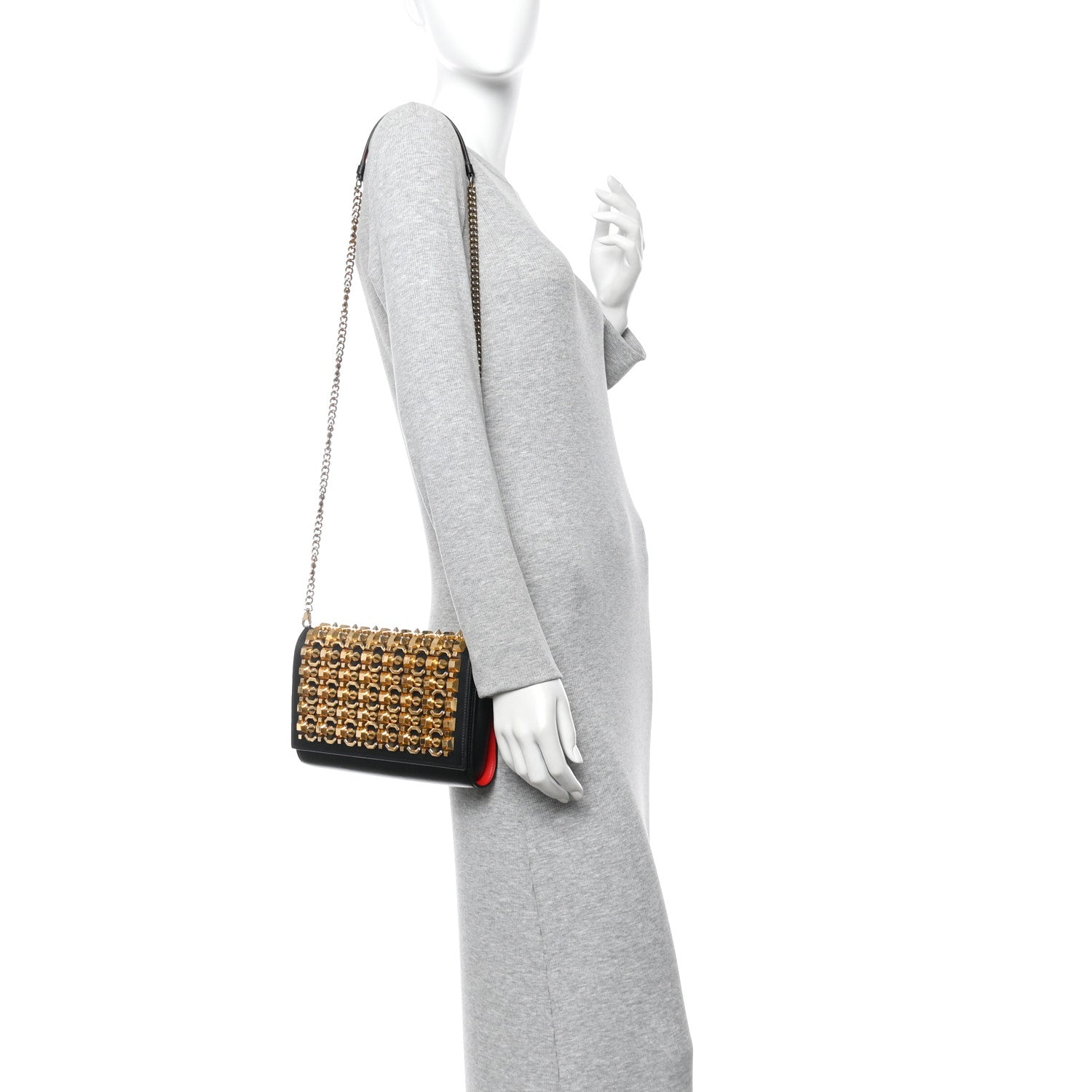 Christian Louboutin Calfskin Spikes Empire Paloma Clutch Black 2 of 10