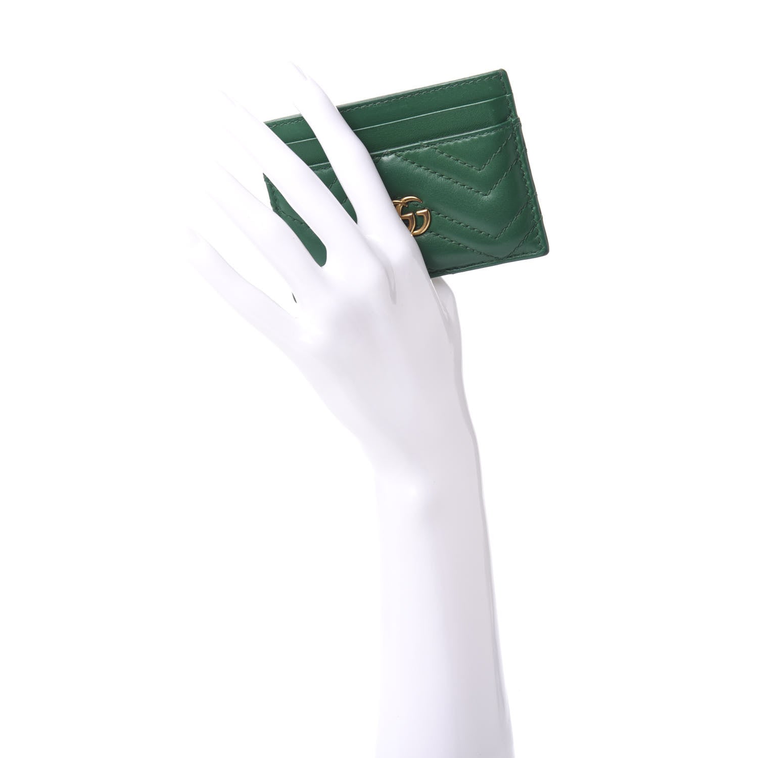 Gucci Calfskin Matelasse GG Marmont Card Holder Emerald Green 2 of 8