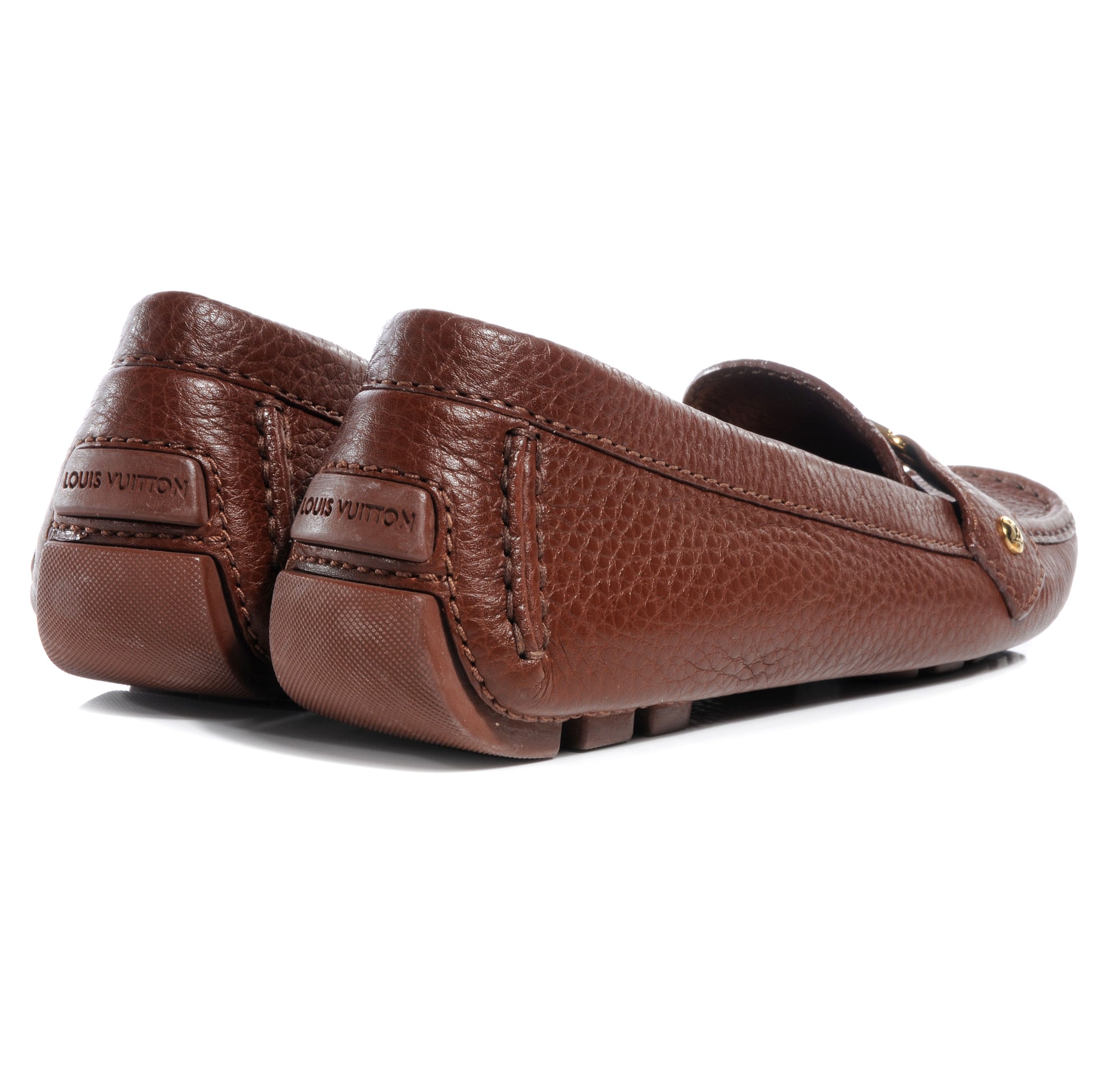 Louis Vuitton Grained Leather Hockenheim Loafers 39 Brown 3 of 6