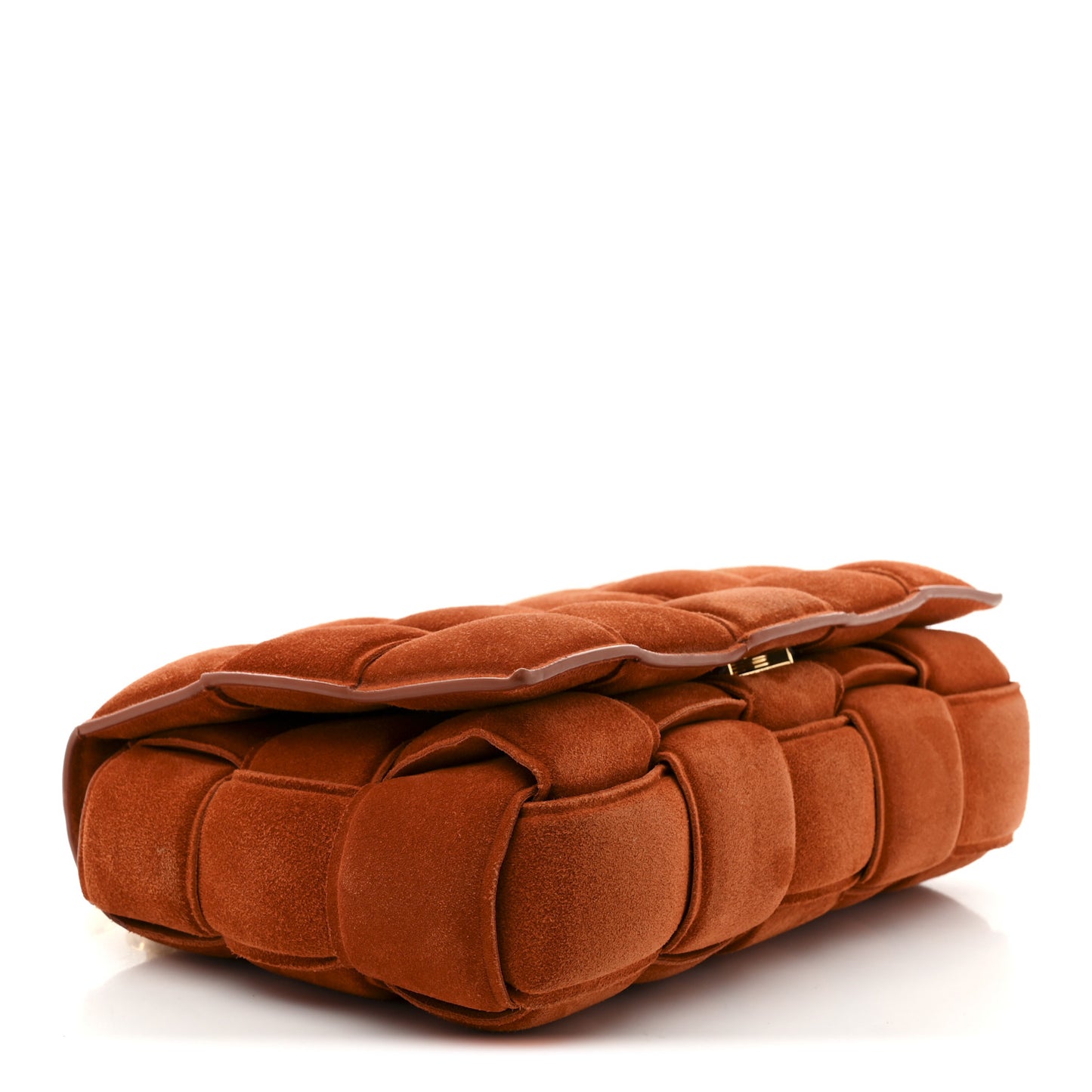 Suede Maxi Intrecciato Padded Chain Cassette Crossbody Bag Maple