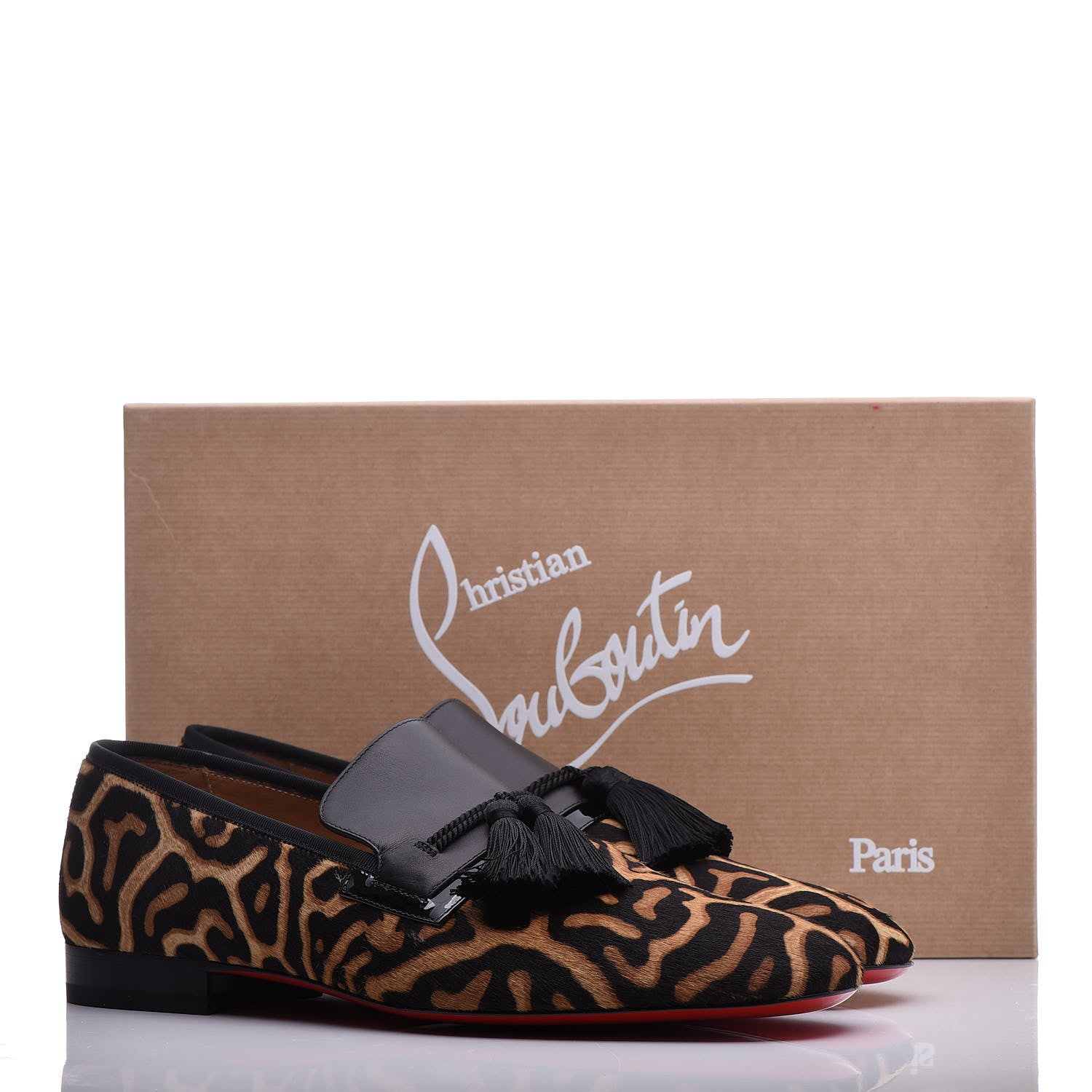 Christian Louboutin Leopard Print Pony Hair Mens By the Sofa Flat Loafers 43 Black Brown 10 of 10