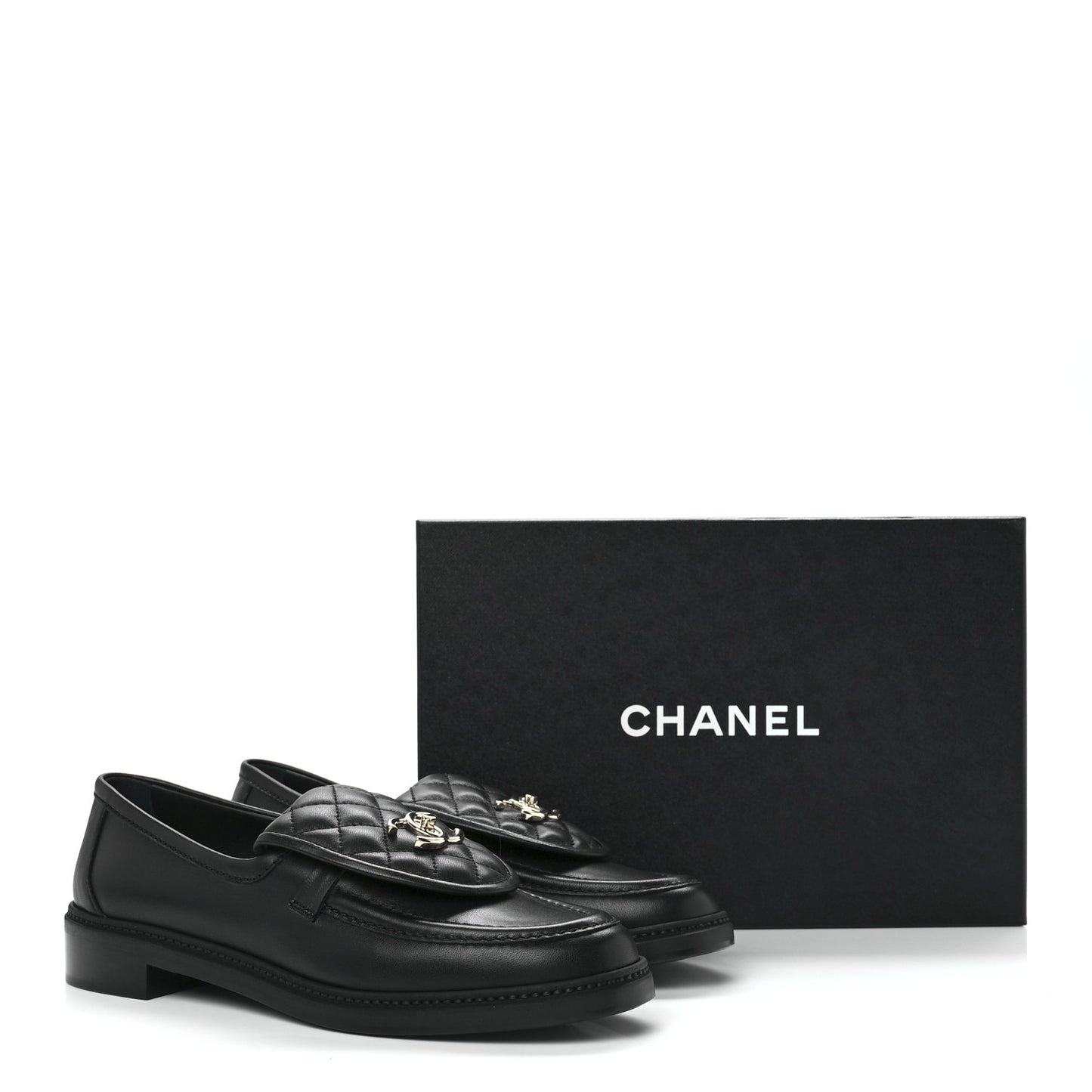 Lambskin Quilted CC Turnlock Loafers 41 Black