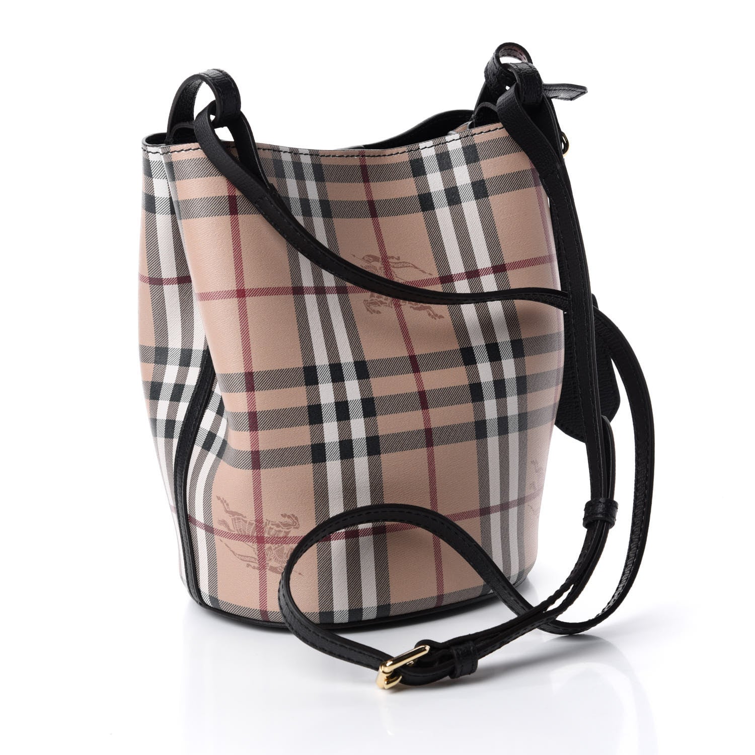 Burberry Haymarket Check Colours Small Lorne Bucket Crossbody Black 3 of 9