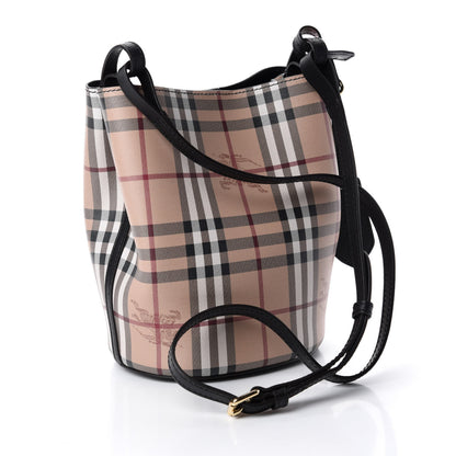 Burberry Haymarket Check Colours Small Lorne Bucket Crossbody Black 3 of 9