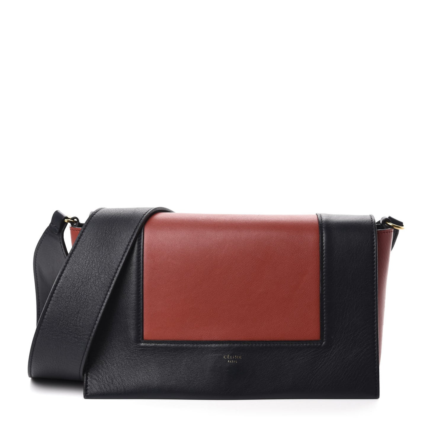 Shiny Smooth Calfskin Medium Frame Shoulder Bag Dark Navy Claycourt