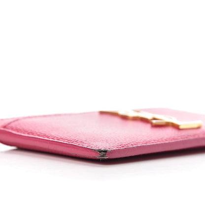 Saint Laurent Grain De Poudre Monogram Credit Card Case Fuschia 8 of 15