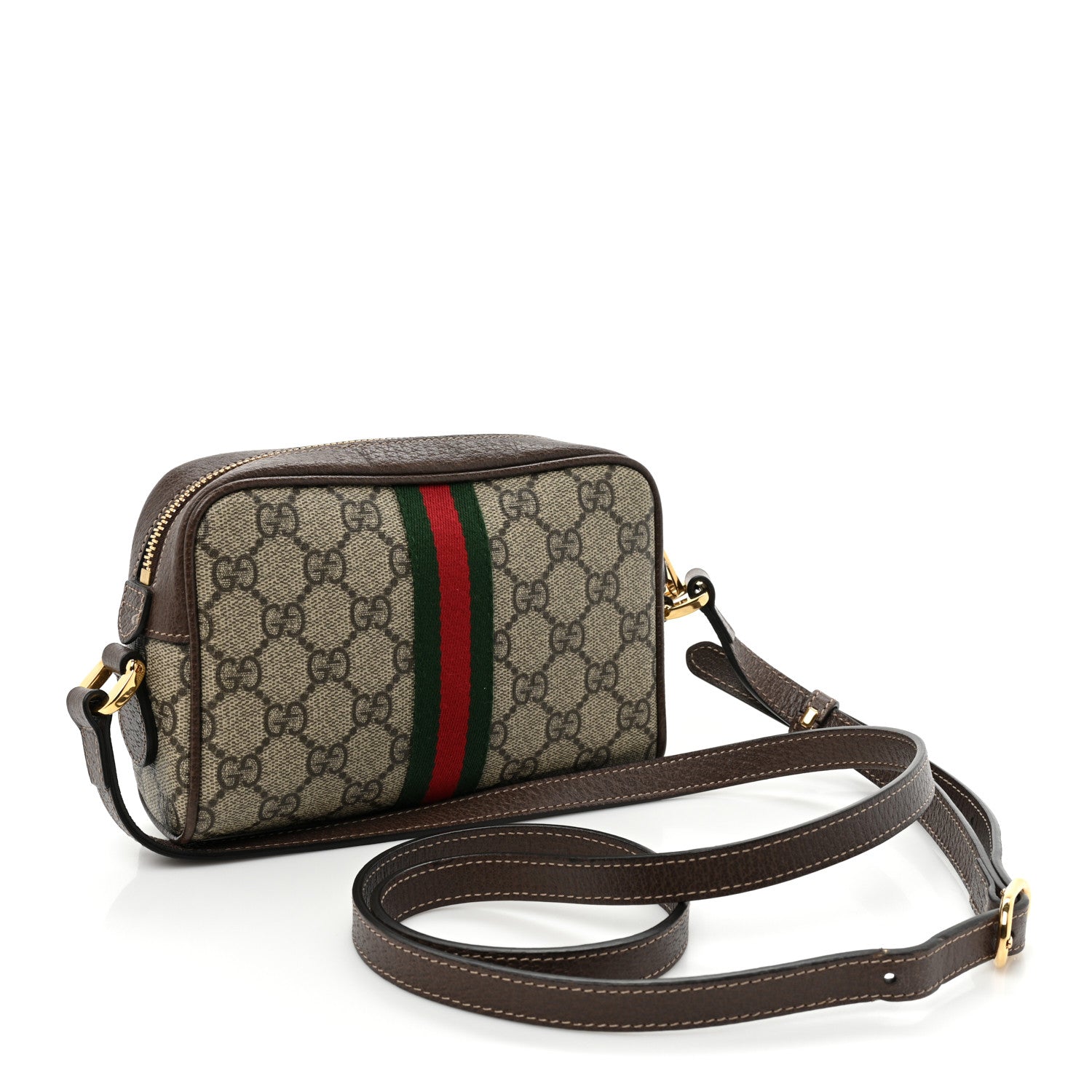 Gucci GG Supreme Monogram Web Mini Ophidia Shoulder Bag Brown 3 of 17