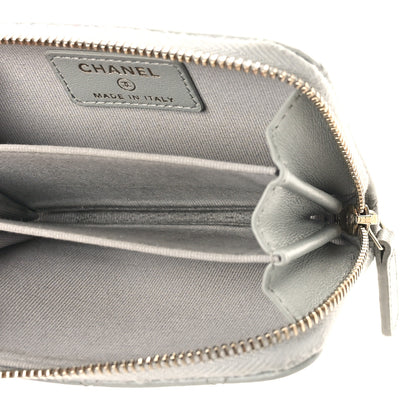 Chanel Lambskin Quilted Zip Around Coin Purse Wallet Grey 5 of 13