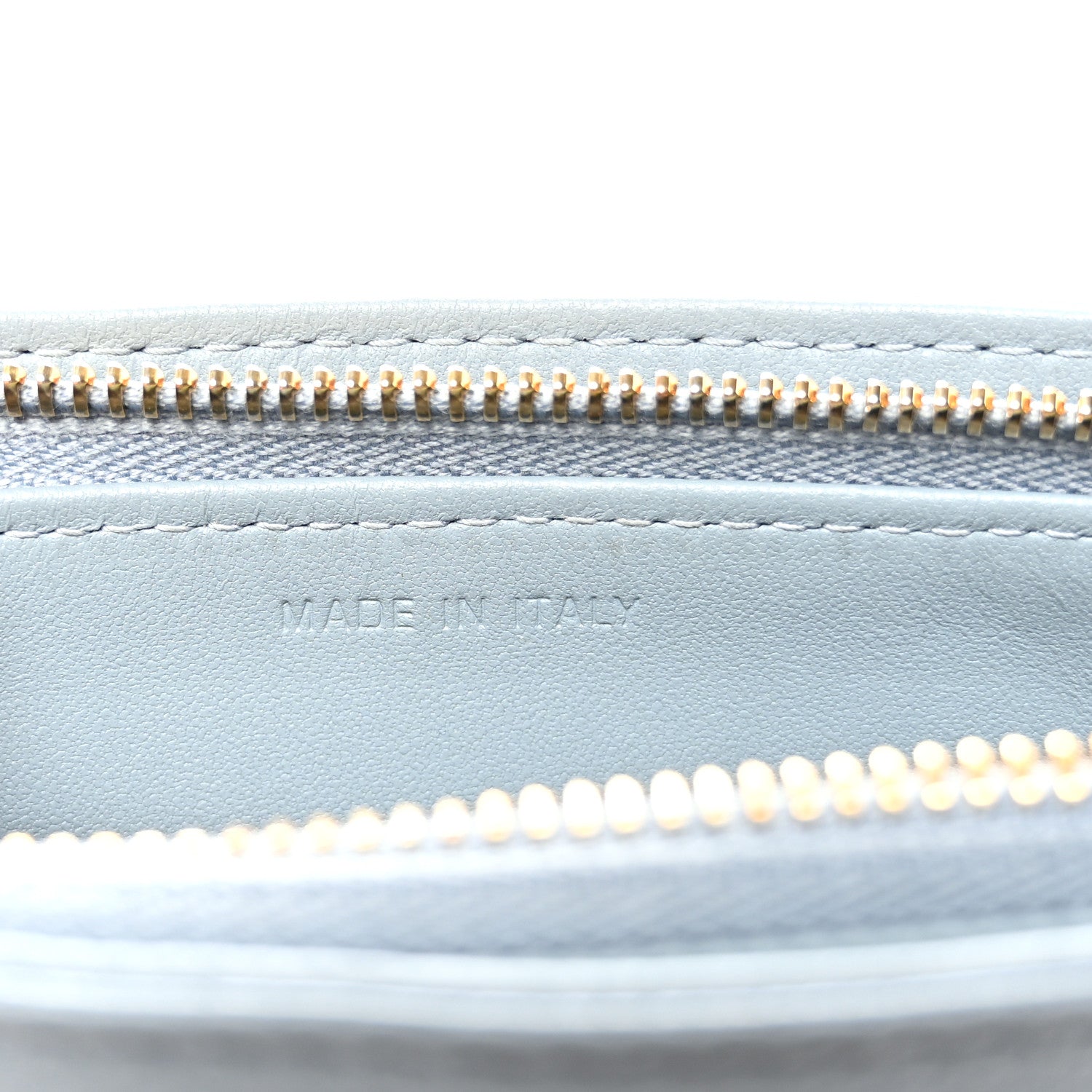 Christian Dior Calfskin Cannage Caro Zipped Pouch With Chain Cloud Blue 6 of 10
