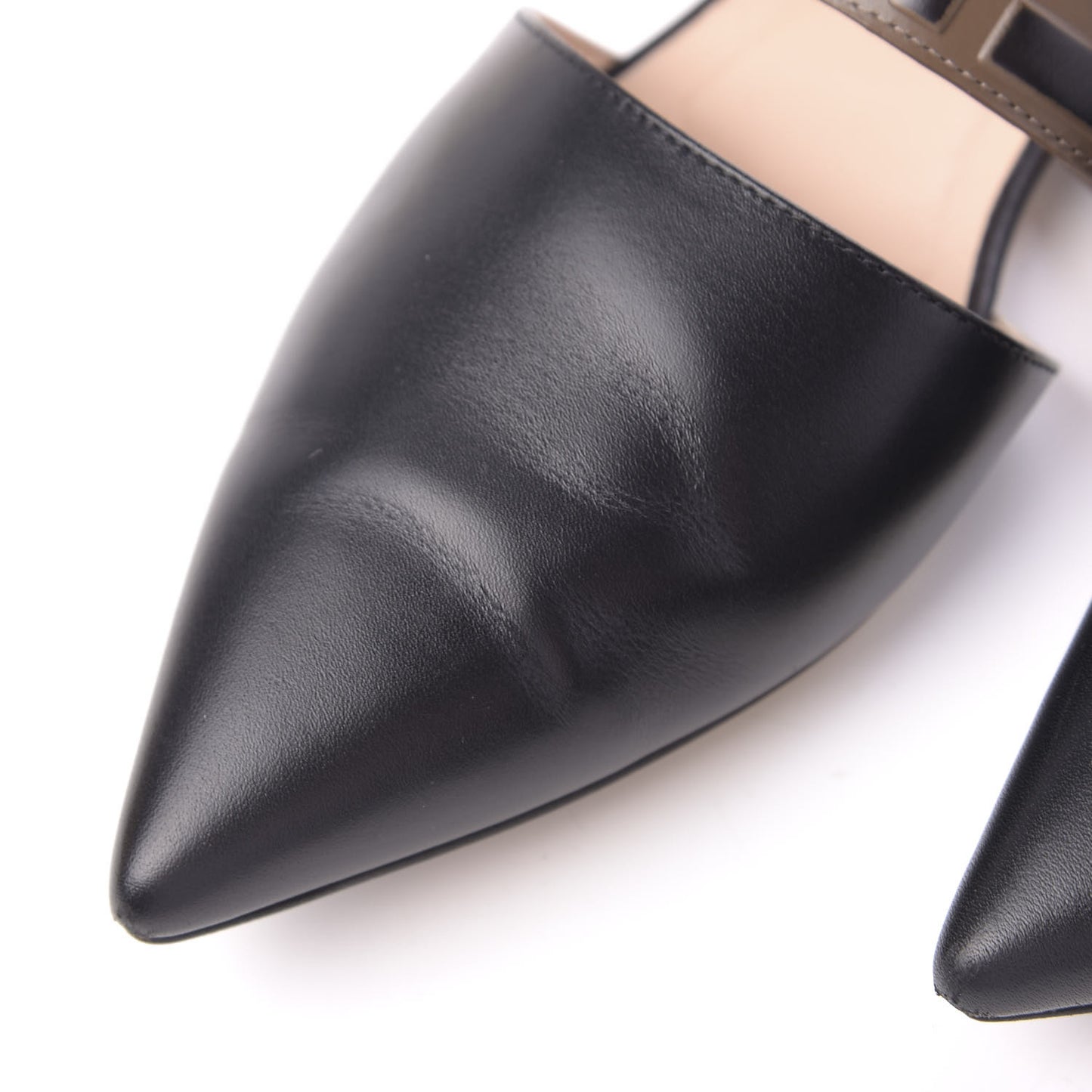 Vitello FF Embossed Buckle Flat Mules 36 Maya Black