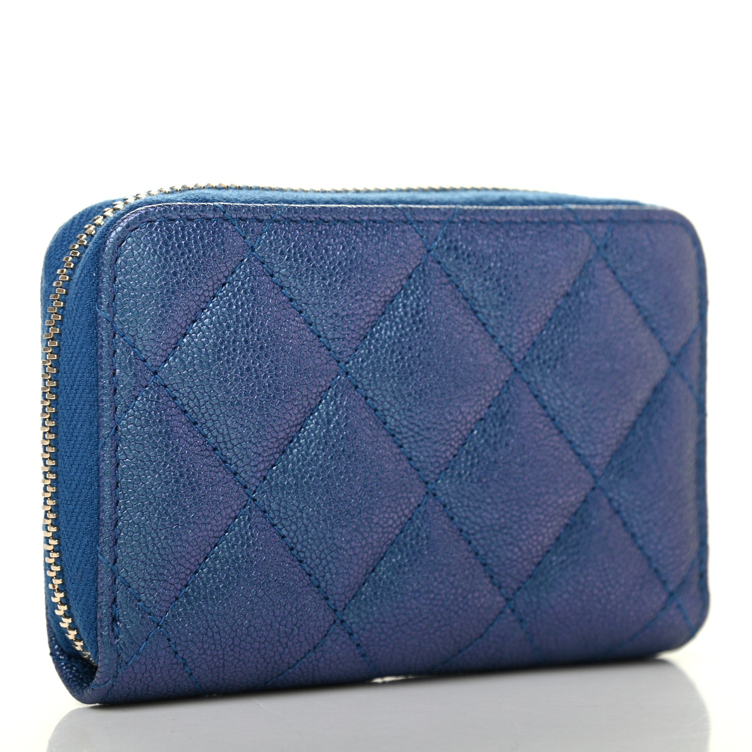 Chanel Iridescent Caviar Quilted Zip Around Coin Purse Dark Blue 2 of 6