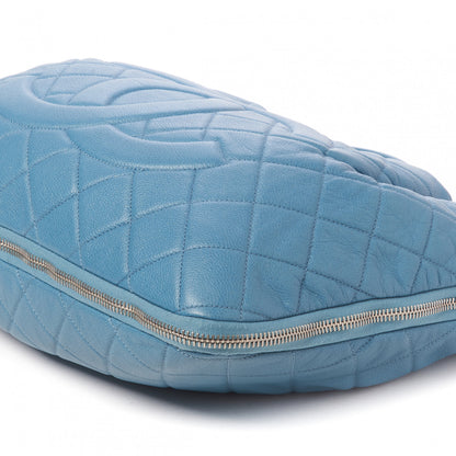 Chanel Caviar Quilted Expandable Zip Shoulder Bag Blue 4 of 10