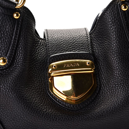 Prada Vitello Daino Pushlock Tote Black 9 of 9