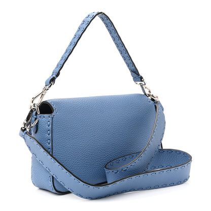 Fendi Cuoio Roma Sellerissima Nappa Sintetica Tape Stitch Baguette Placca Argento Blue 3 of 9