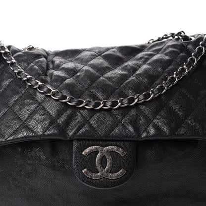 Chanel Crumpled Caviar Quilted Maxi Elastic Flap Black 10 of 10