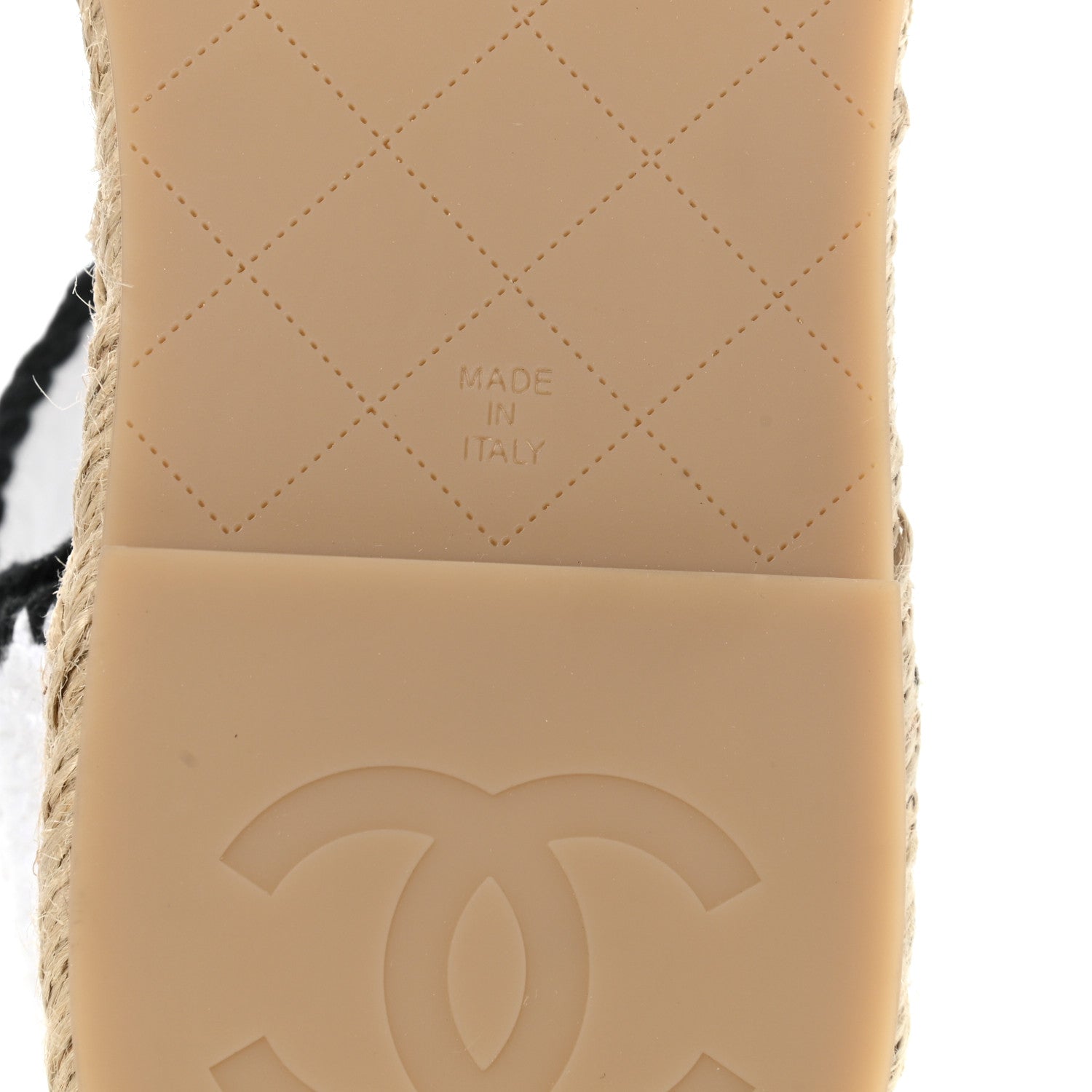 Chanel Braided Knit Cap Toe CC Ankle Strap Espadrilles 40 White Black 7 of 9