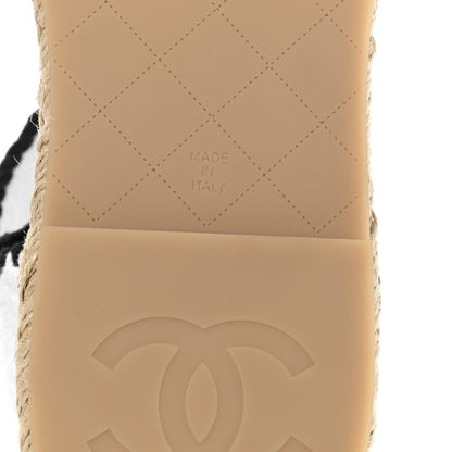 Chanel Braided Knit Cap Toe CC Ankle Strap Espadrilles 40 White Black 7 of 9