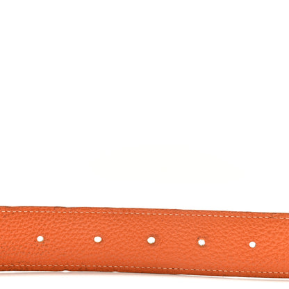 Hermes Chamonix Togo 32mm H Belt 90 36 Chocolate Potiron 4 of 7