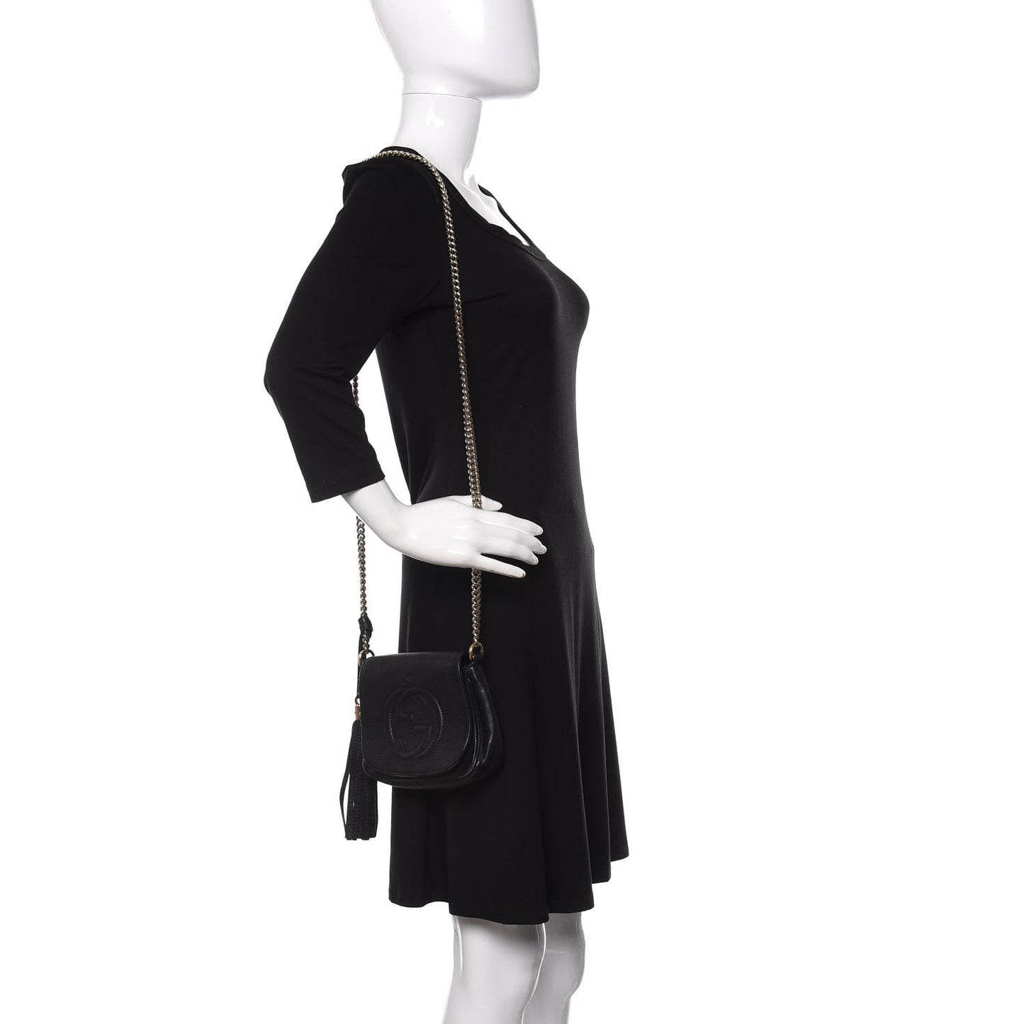 Pebbled Calfskin Small Soho Flap Crossbody Black
