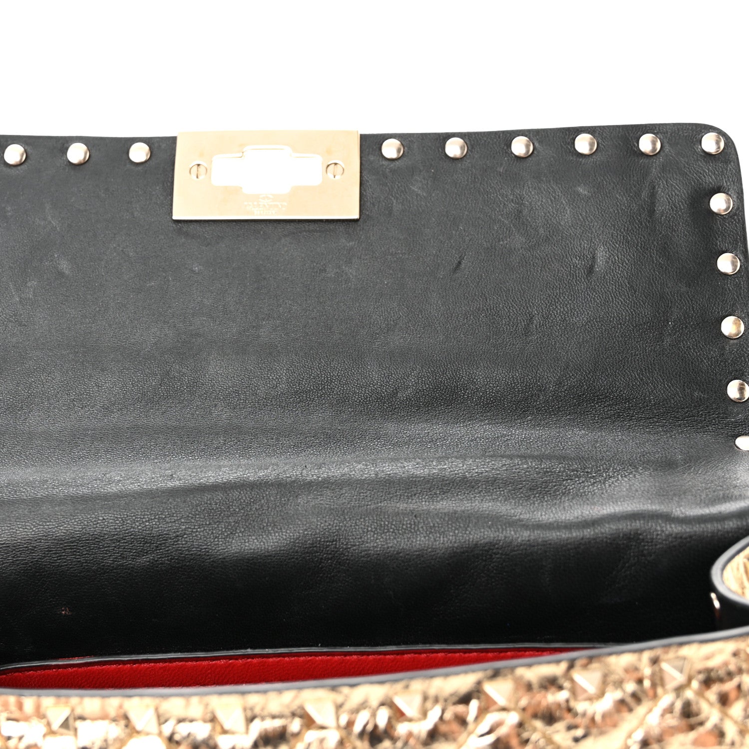 Valentino Garavani Metallic Wrinkled Lambskin Medium Rockstud Spike Shoulder Bag Mekong 10 of 16