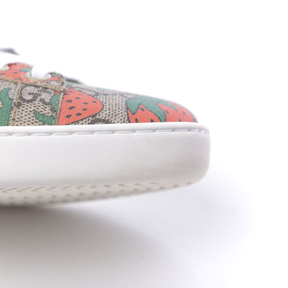 Gucci GG Supreme Monogram Strawberry Web Womens Ace Sneakers 36.5 Beige Multicolor Red Green 11 of 12