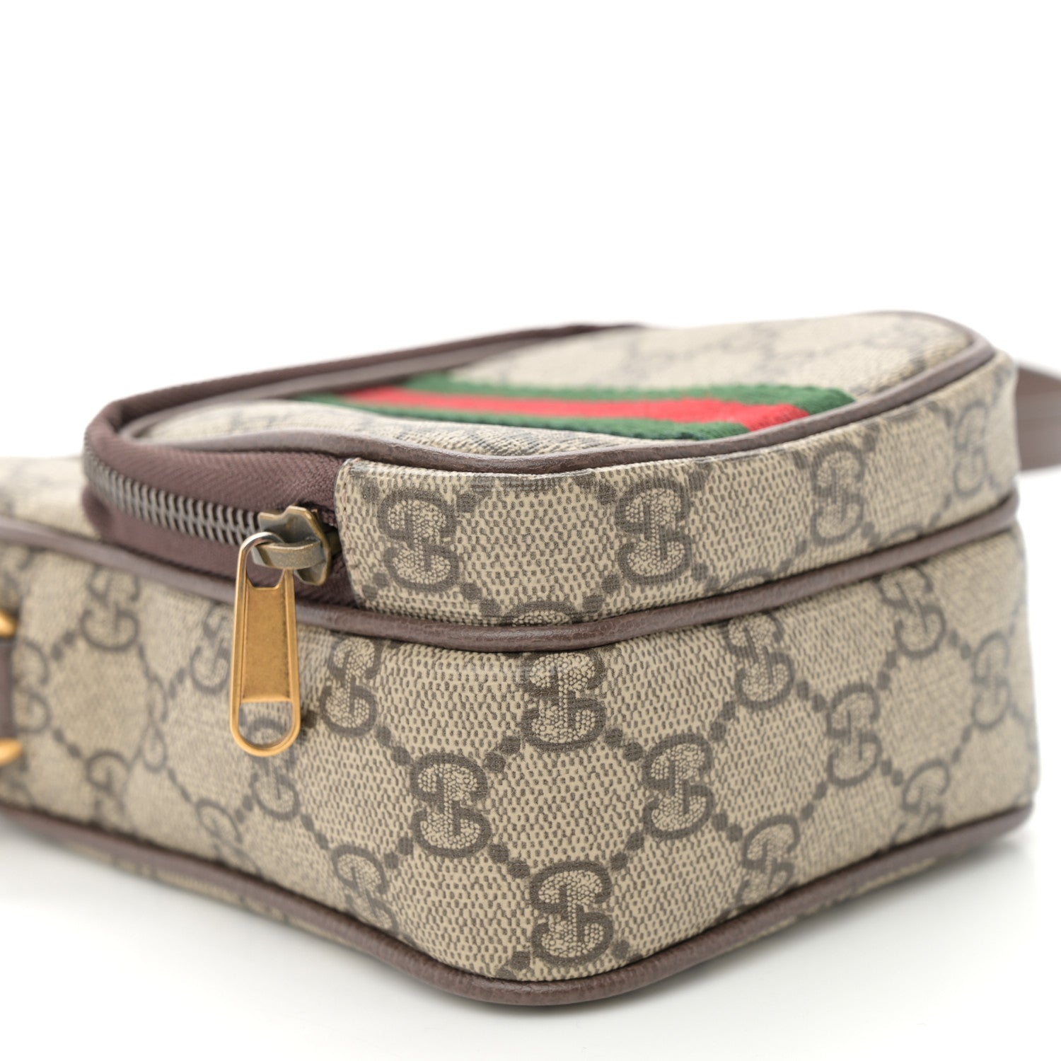 Gucci GG Supreme Monogram Web Mini Ophidia Double Zip Messenger Bag Beige New Acero 9 of 11