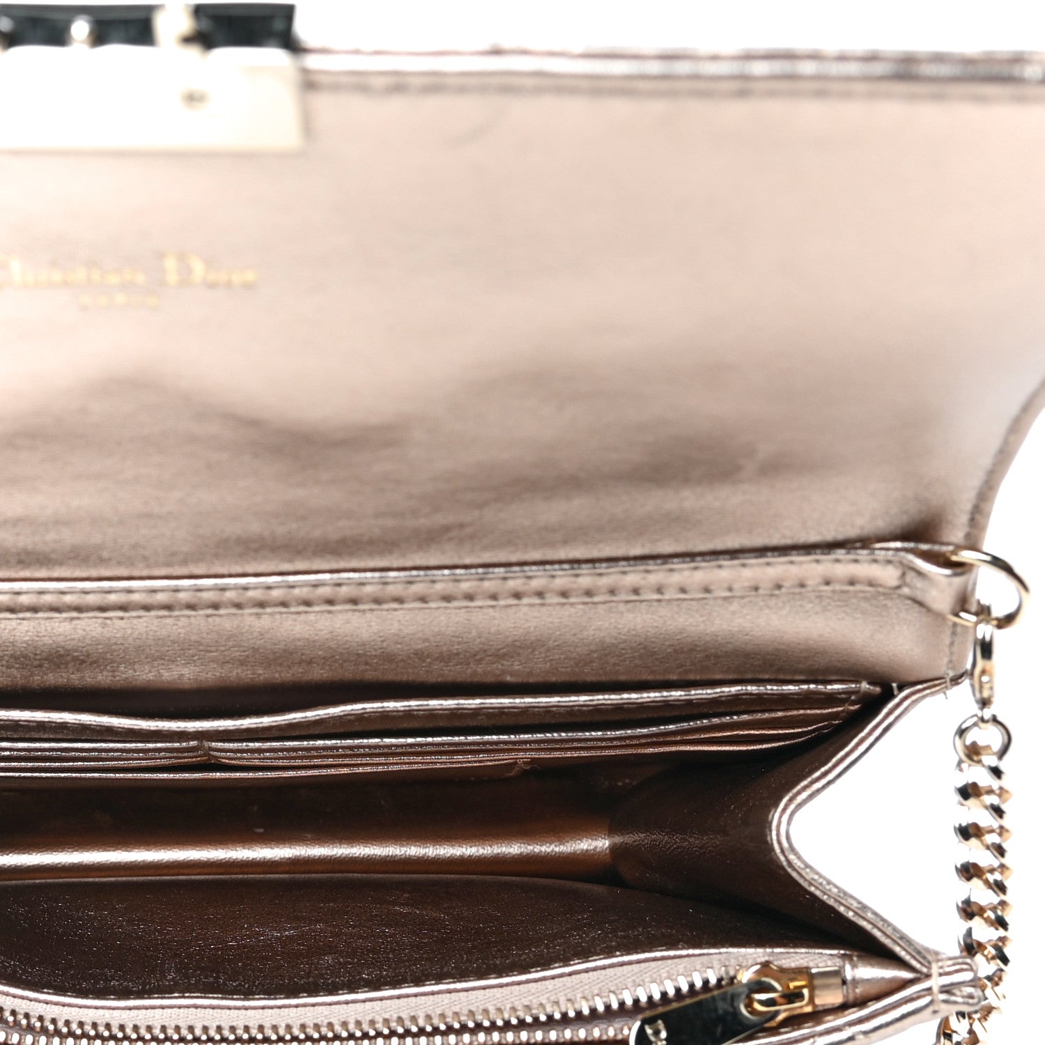 Christian Dior Metallic Lambskin Cannage Miss Dior Promenade Pouch Gold 4 of 4