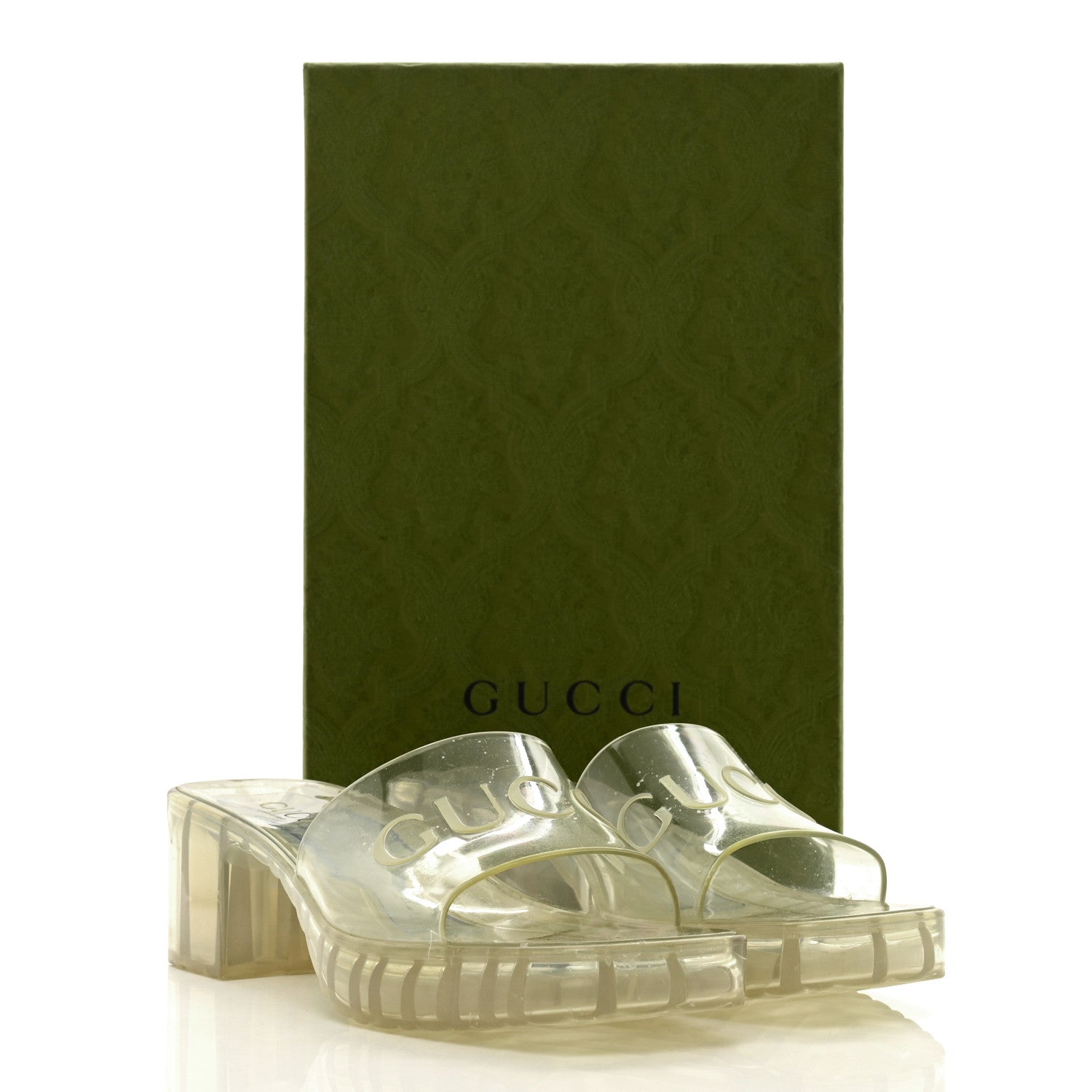 Gucci Rubber Gucci Logo Womens Platform 20/60mm Slide Sandals 38 Transparent 8 of 8