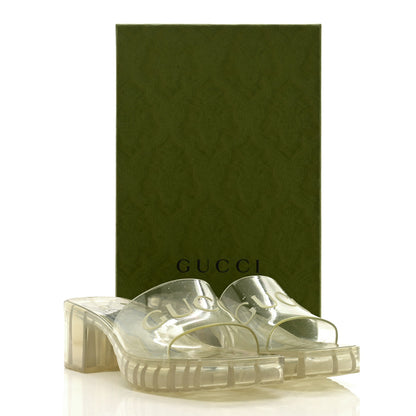 Gucci Rubber Gucci Logo Womens Platform 20/60mm Slide Sandals 38 Transparent 8 of 8