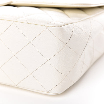 Chanel Caviar Quilted Jumbo Single Flap White 10 of 13