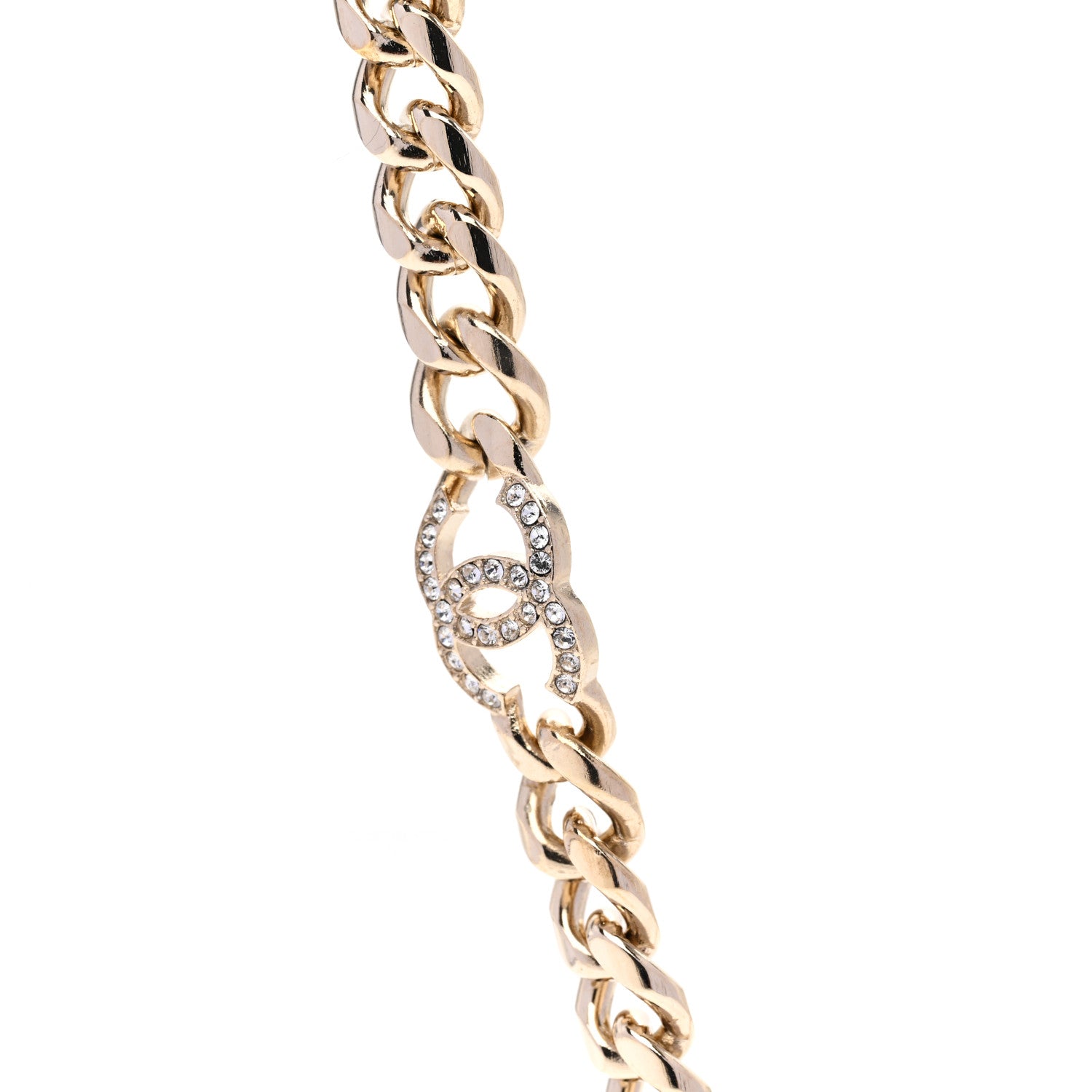 Chanel Pearl Resin Crystal CC No 5 Perfume Bottle Chain Belt Gold Pearly White 3 of 5