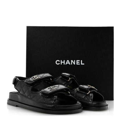 Chanel Grained Calfskin Velcro Dad Sandals 36 Black 11 of 11
