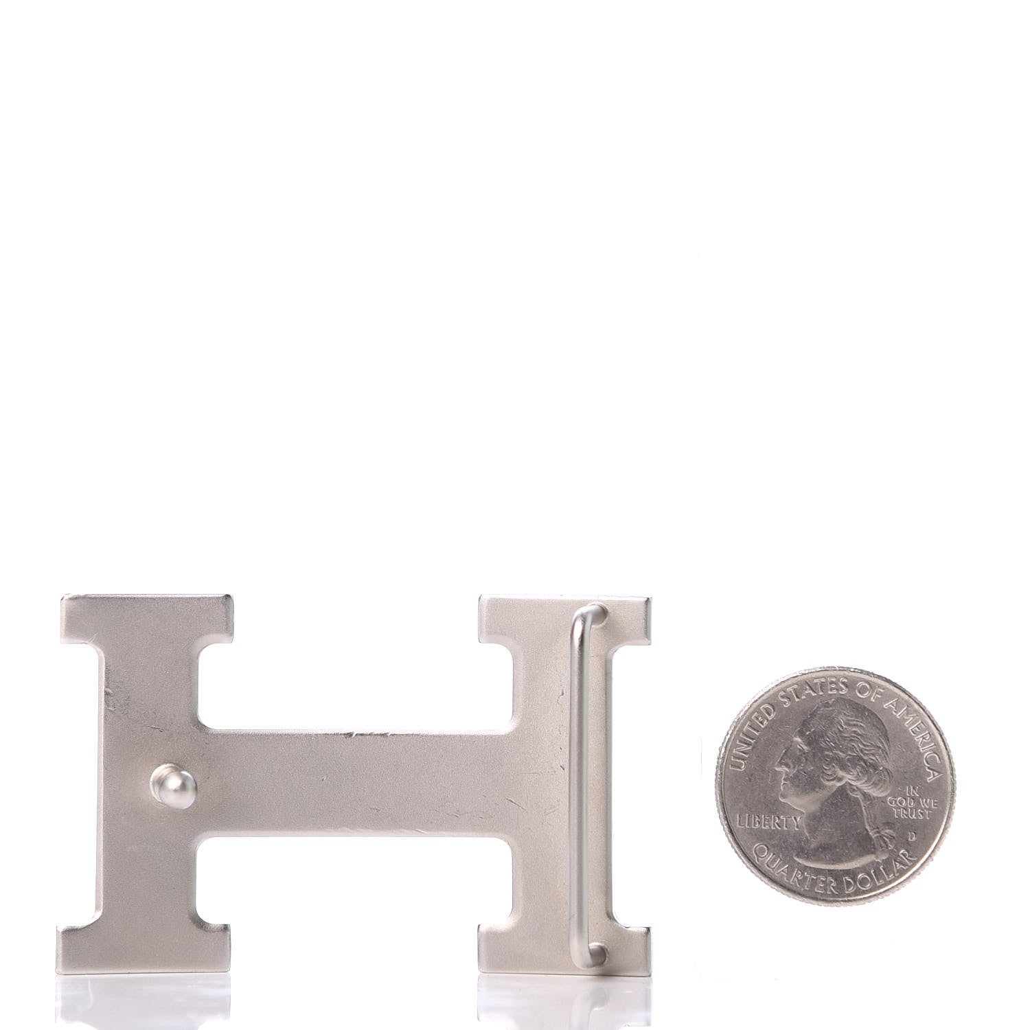 Hermes Palladium Martelee 32mm H Belt Buckle Silver 2 of 3
