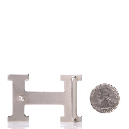 Hermes Palladium Martelee 32mm H Belt Buckle Silver 2 of 3