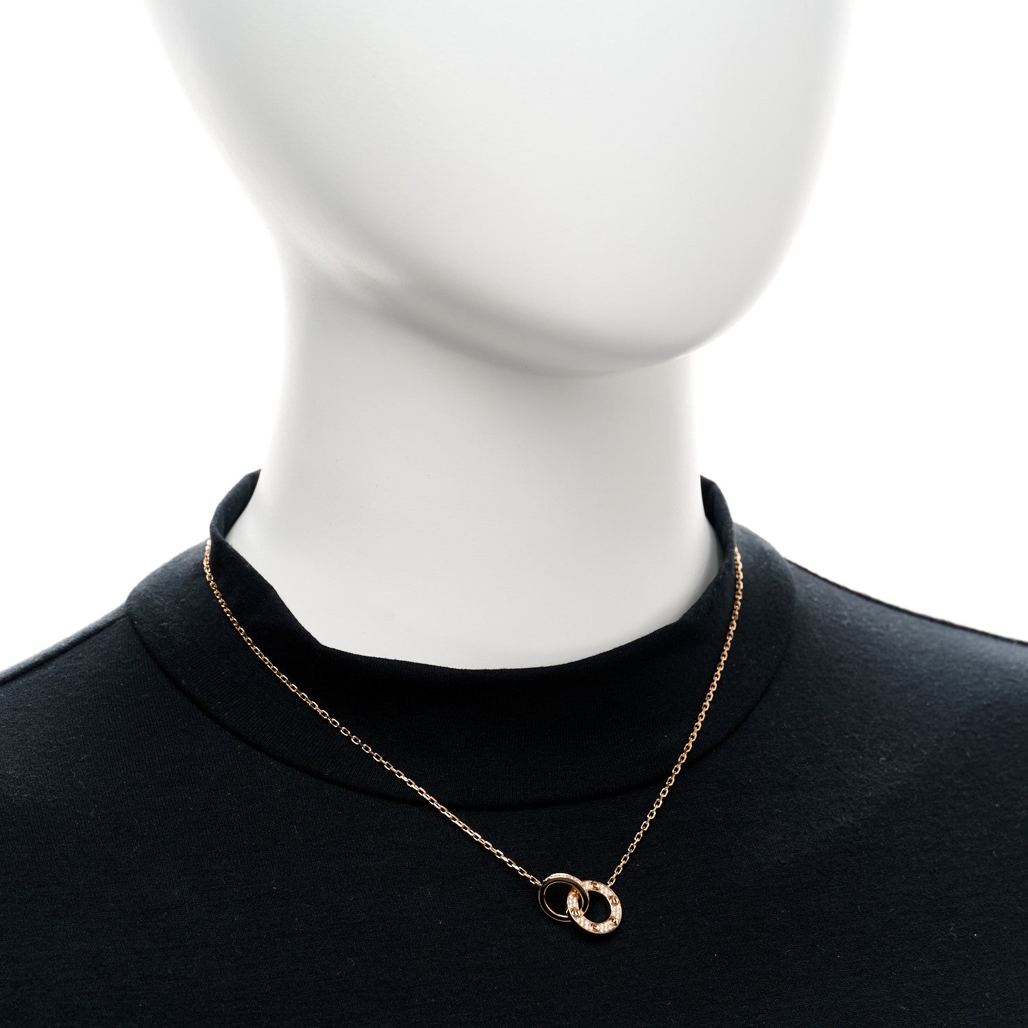 Cartier 18K Pink Gold Diamond Interlocking LOVE Paved Necklace 2 of 4
