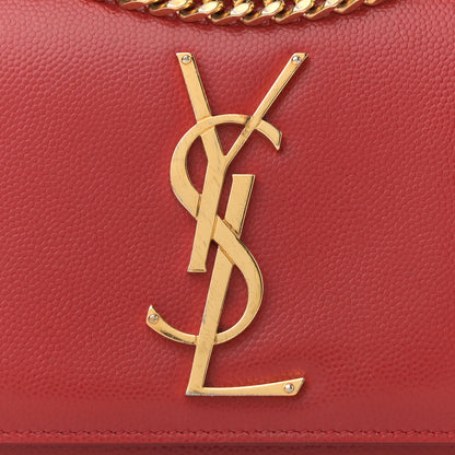 Saint Laurent Grain De Poudre Small Monogram Kate Satchel Red 8 of 15
