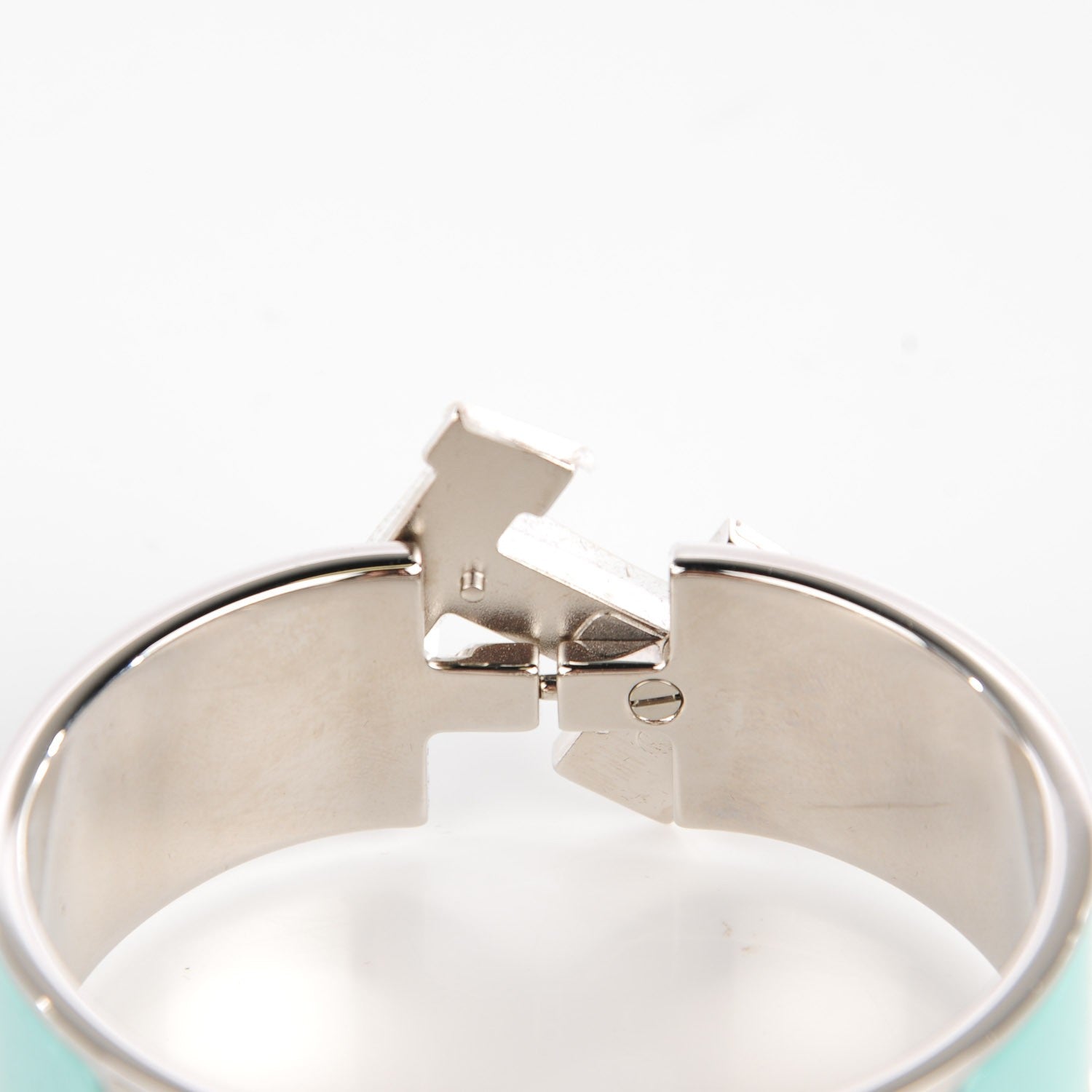 Hermes Enamel Wide Clic Clac H Bracelet PM Lagon Blanc 4 of 6