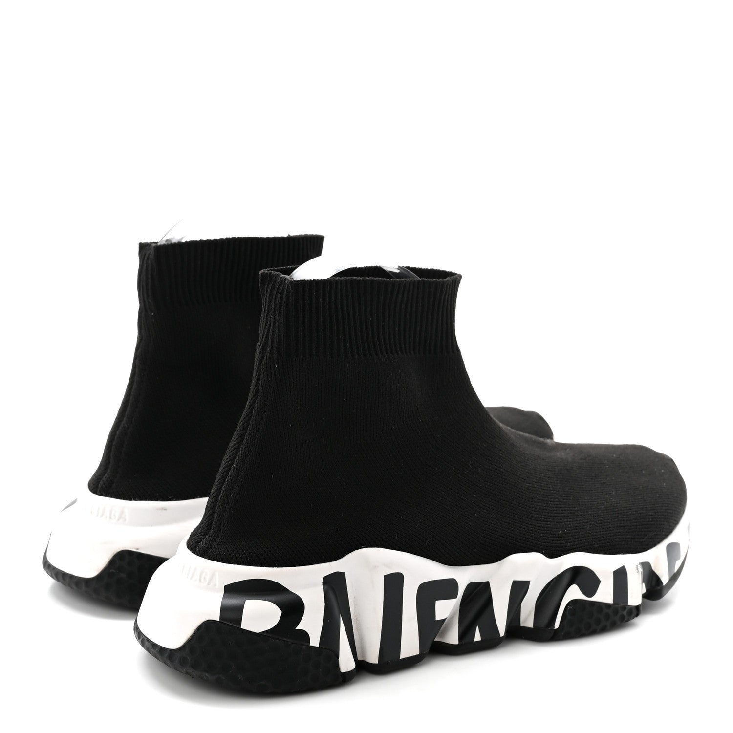 Balenciaga Neoprene Knit Womens Speed Graffiti Sneakers 36 Black White 5 of 9