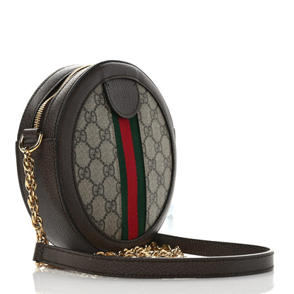 Gucci GG Supreme Monogram Web Mini Ophidia Round Shoulder Bag Brown 3 of 9