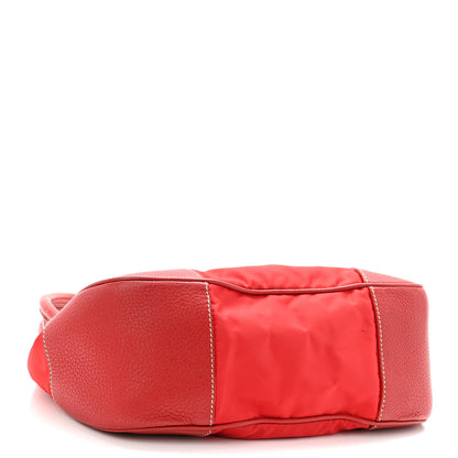 Prada Nylon Tessuto Vitello Daino Pushlock Bag Fuoco 3 of 10
