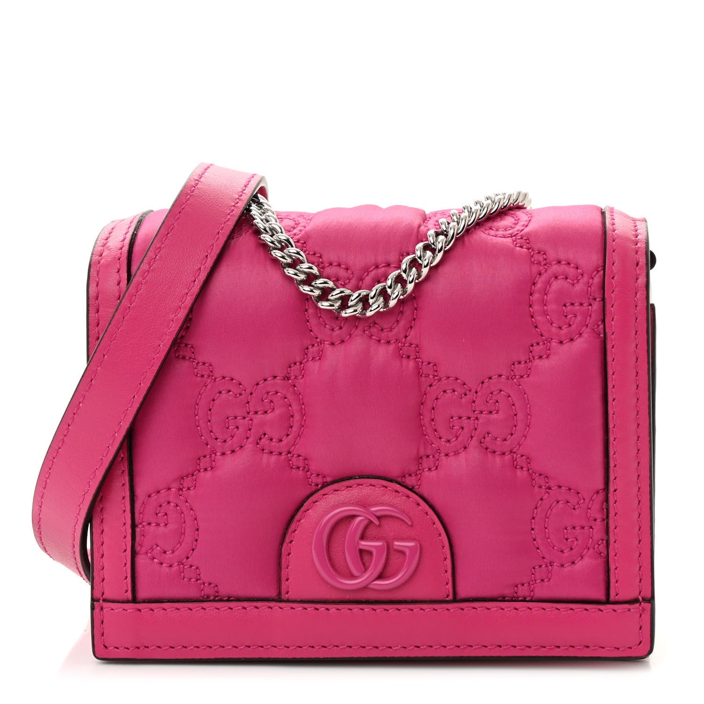 Nylon Calfskin Enamel GG Matelasse Mini Chain Bag Lovely