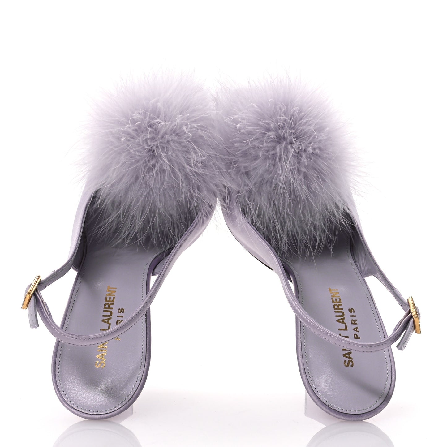 Crepe Satin Mae Feathered Sandals Slight 37.5 Poly Grey