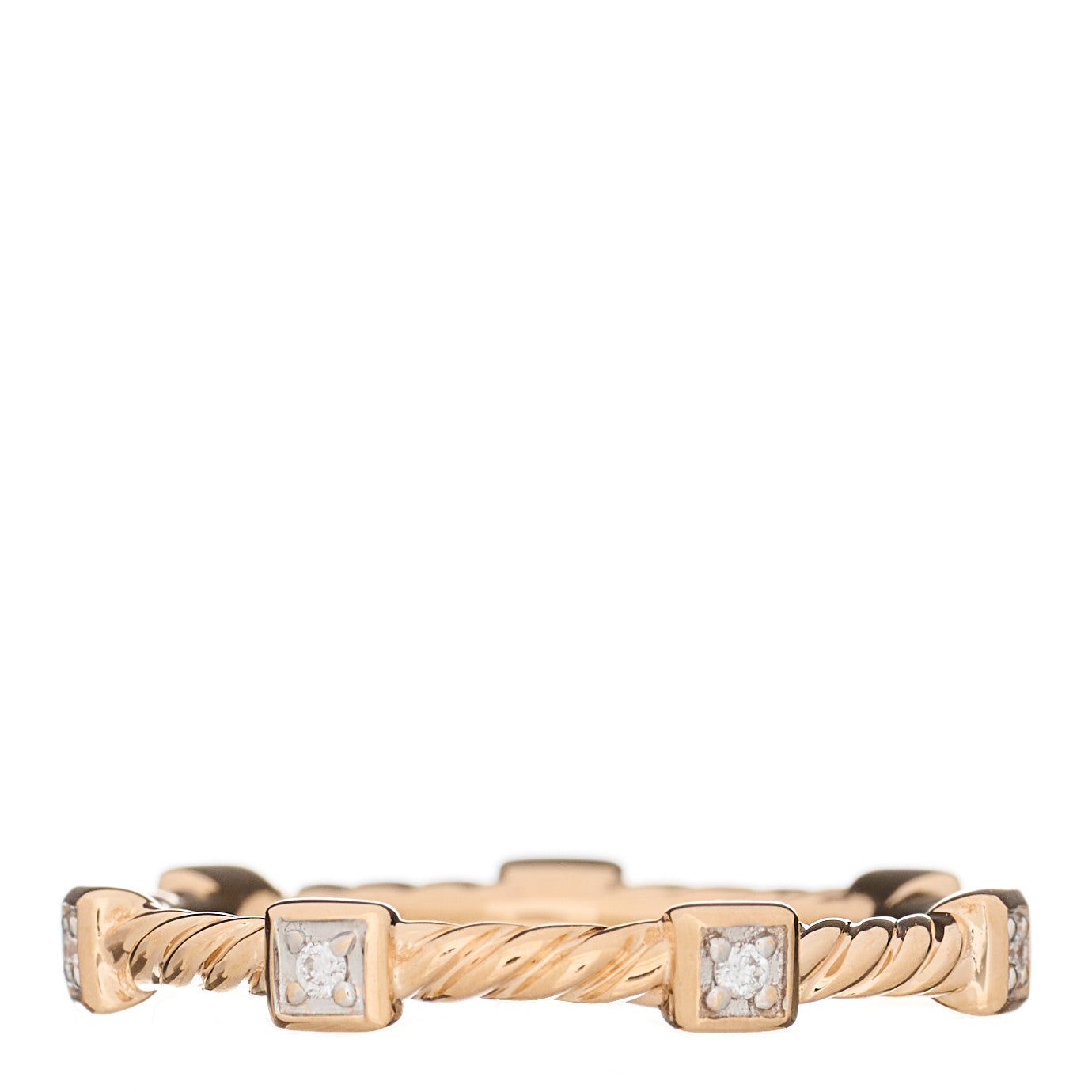 David Yurman 18K Rose Gold Diamond Cable Collectibles Stack Ring 56 7.75 2 of 3